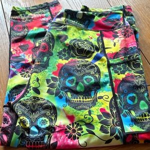 Constantly Varied Gear Colorful Skull Capri Leggings